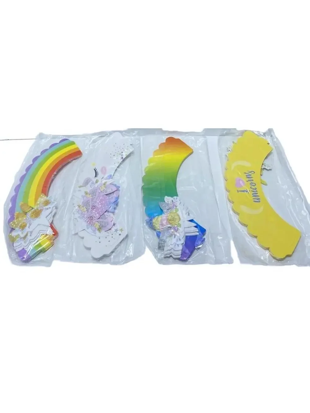 48-Piece Unicorn Cupcake Picks Rainbow Decor Wrappers Colorful Party Baking New
